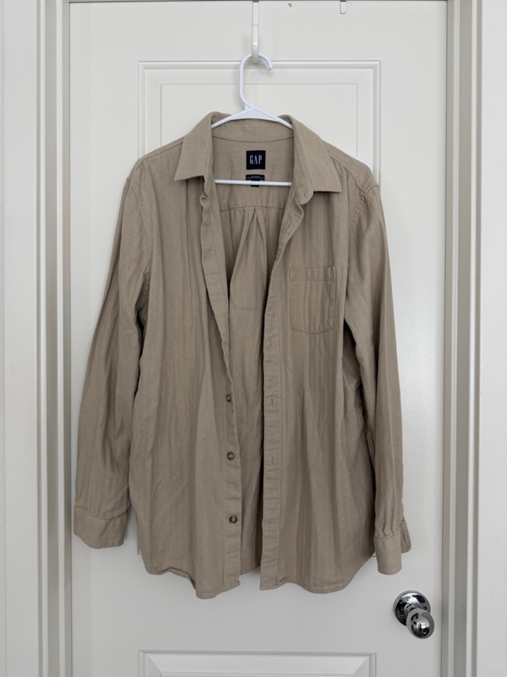 GAP Men's Beige Button-Front Shirt Jacket